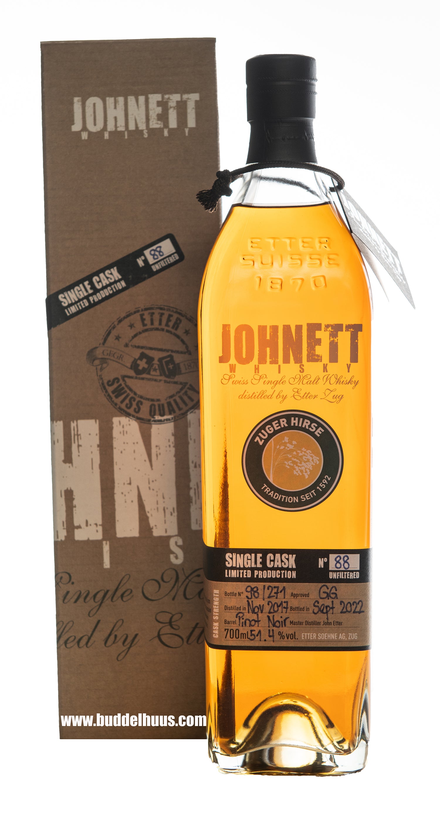 JOHNETT Single Cask No 88 Schweizer Hirse Whisky 2017